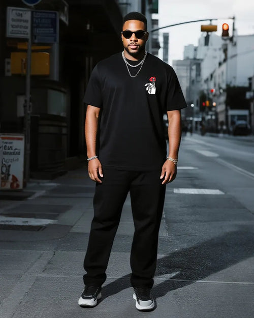 Big & Tall Graphic T-Shirt Pants Set for big men view 2