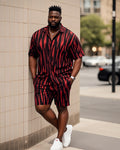 Big & Tall Colorblock Striped T-Shirt Shorts Set for big men view 1