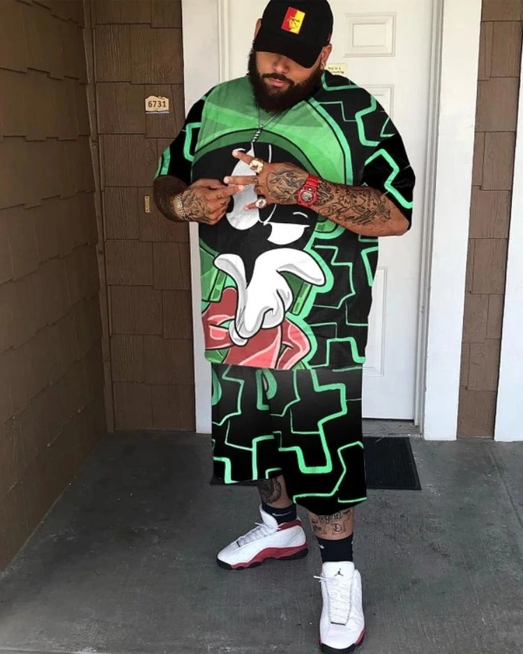 Big & Tall Streetwear T-Shirt Shorts Set for big men view 1