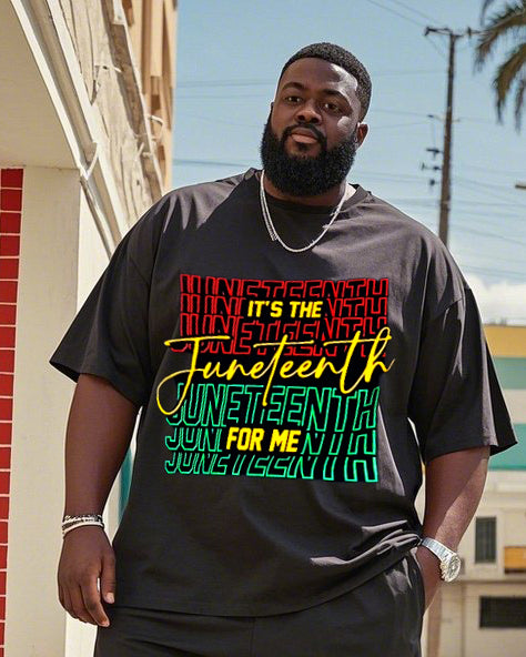 Big & Tall Juneteenth Vintage T-Shirt Shorts Set for big men view 2