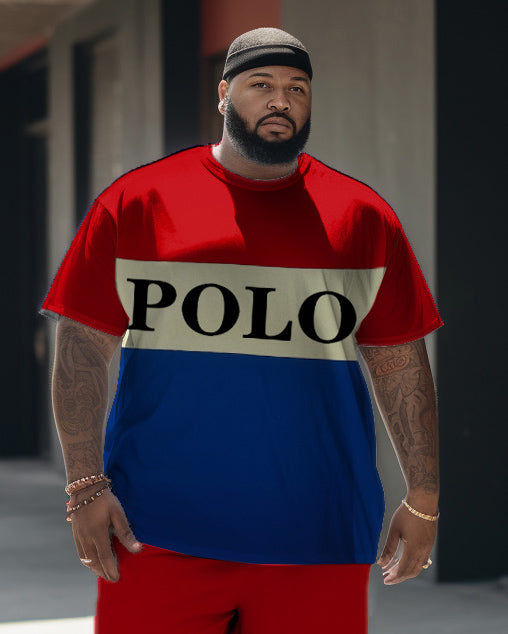 Big & Tall Colorblock T-Shirt Shorts Set for big men view 2