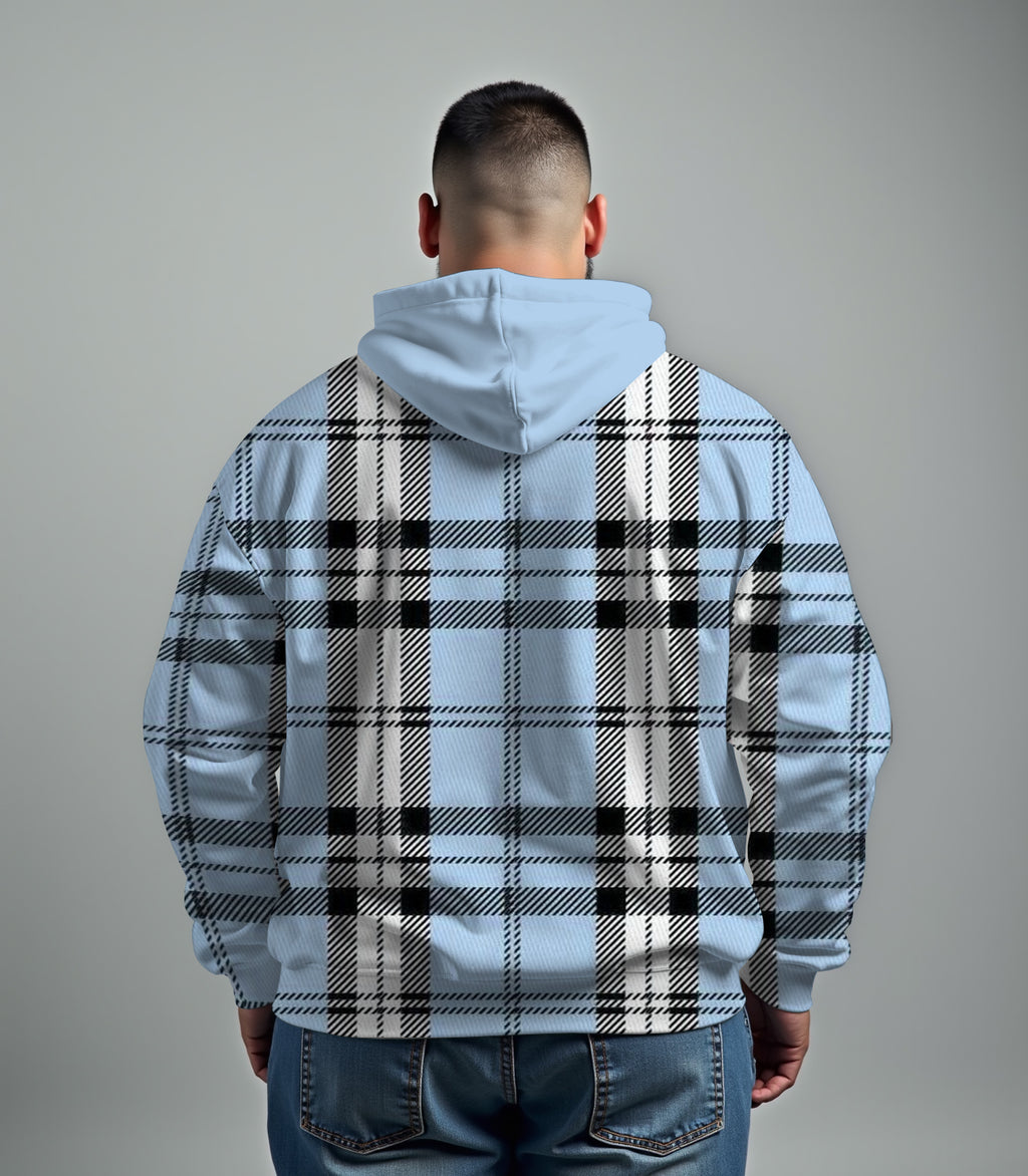 Big & Tall Blue Plaid Hoodie for big men view 3