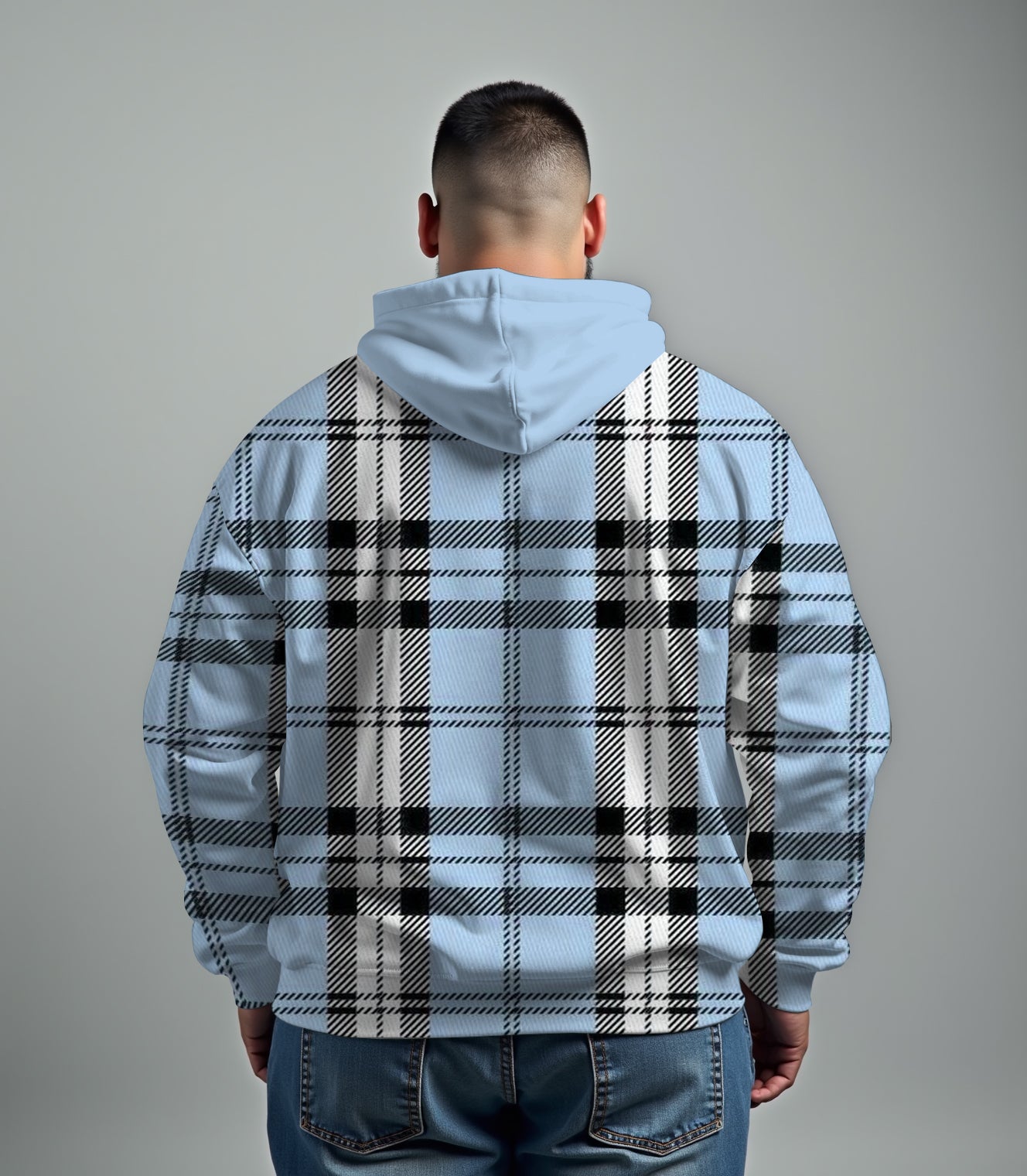 Big & Tall Blue Plaid Hoodie for big men view 3