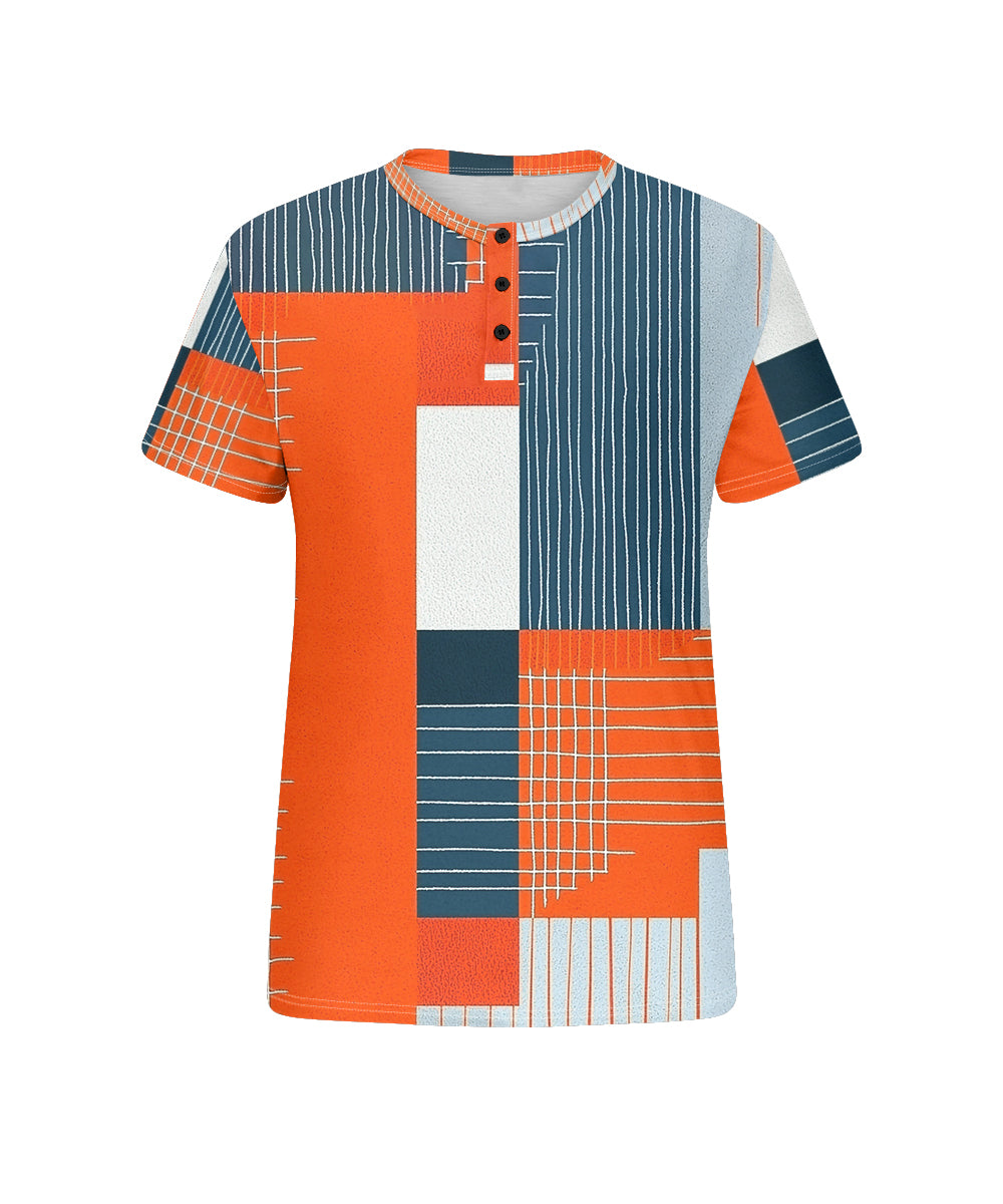 Big & Tall Orange Geometric Striped T-Shirt for big men view 4