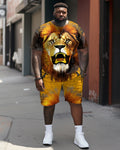 Big & Tall Yellow Graphic Streetwear Two-piece Set for big men view 1