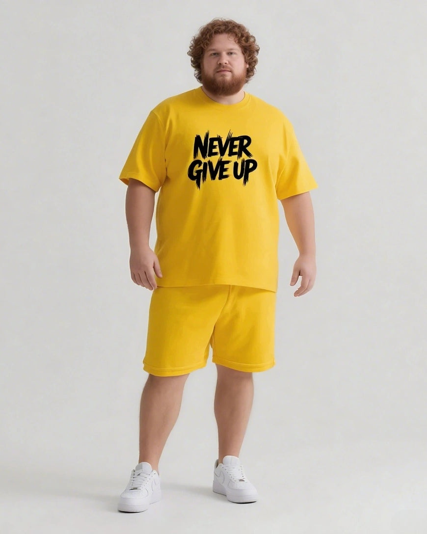 Big & Tall Graphic Streetwear T-Shirt Shorts Set for big men view 11