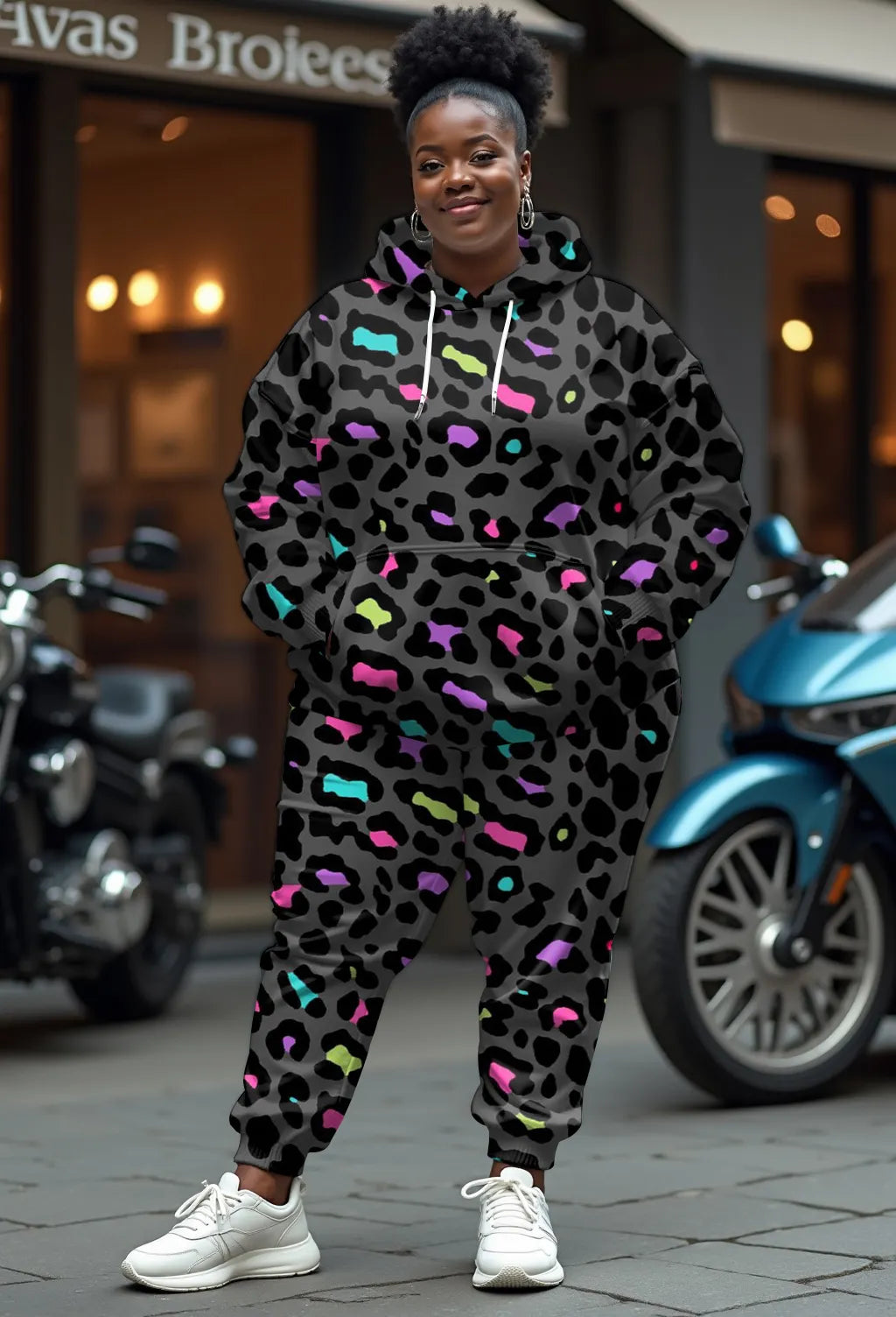 Big & Tall Graphic Graffiti Hoodie Sweatpants Set for big men view 2