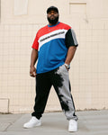 Big & Tall Striped T-Shirt Pants Set for big men view 1