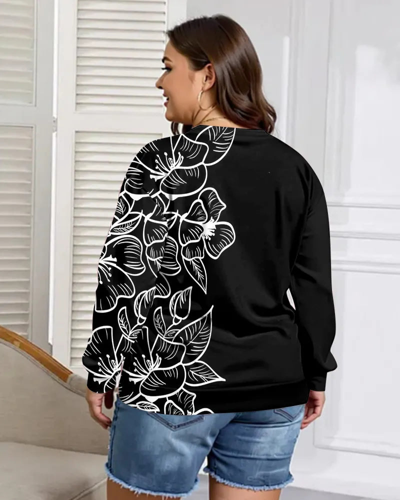 Big & Tall Black Graphic Floral Men's Clothing for big men view 2