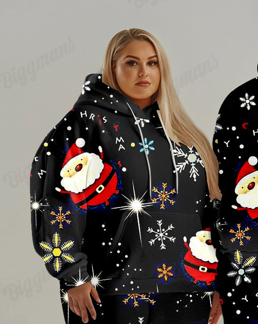 Big & Tall Black Graphic Hoodie Sweatpants Set for big men view 2