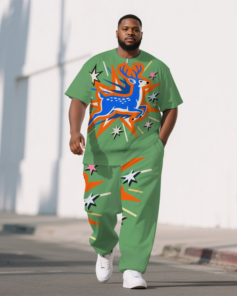 Big & Tall Streetwear T-Shirt Pants Set for big men view 1