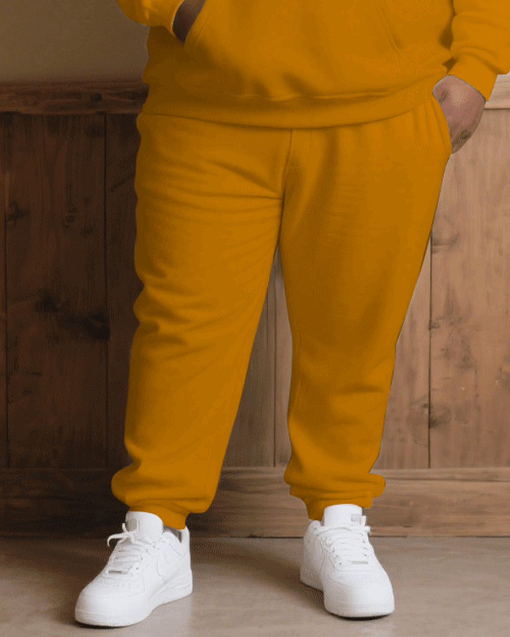 Big & Tall Black Orange Hoodie Sweatpants Set for big men view 3