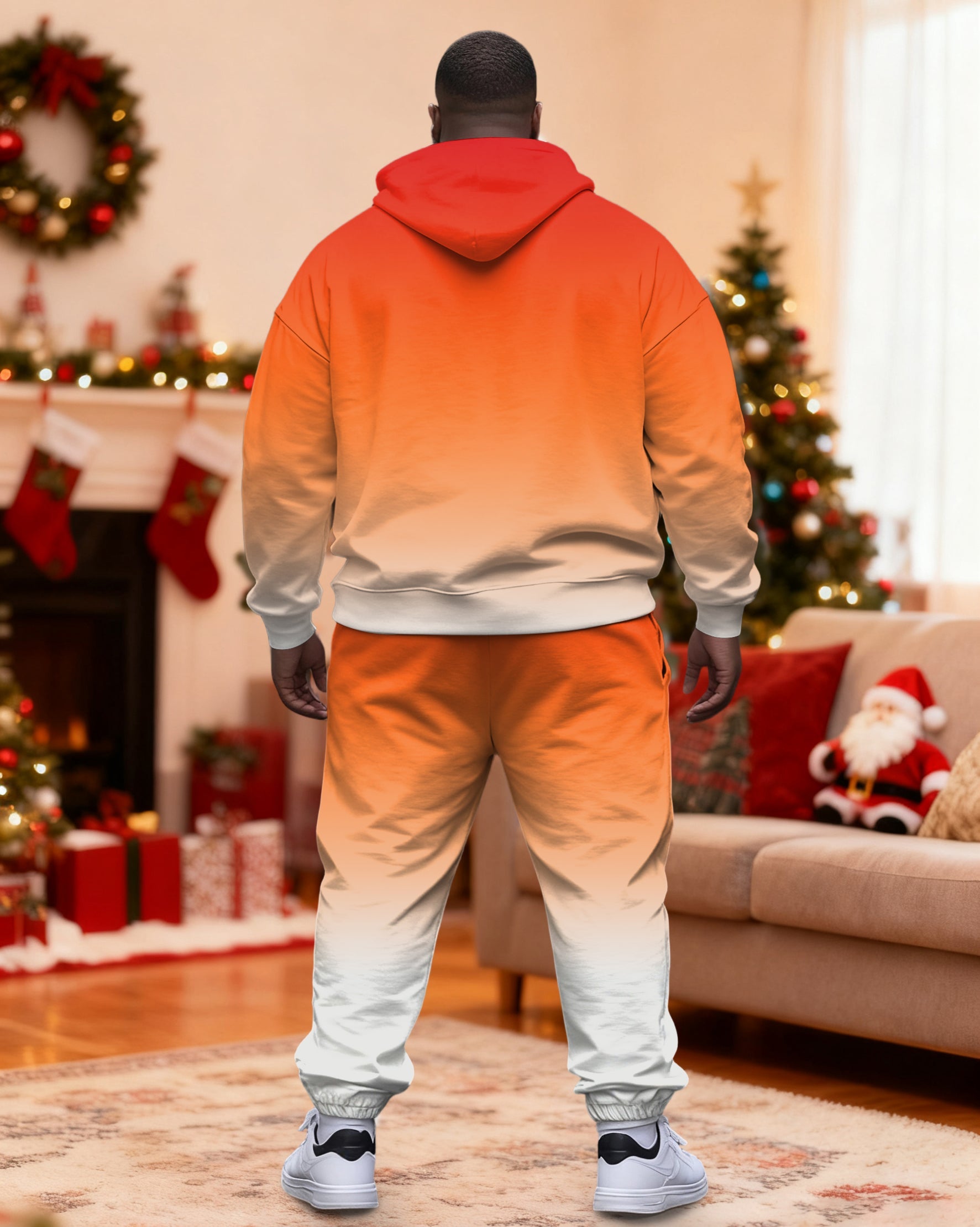 Big & Tall Graffiti Streetwear Hoodie Sweatpants Set for big men view 2