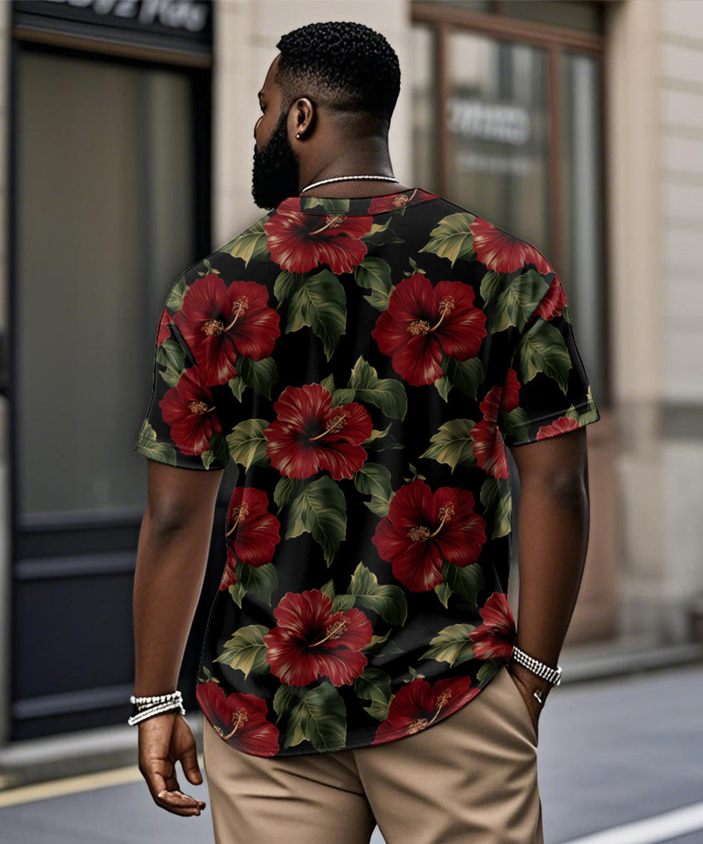 Big & Tall Red Hawaiian Graphic T-Shirt for big men view 2