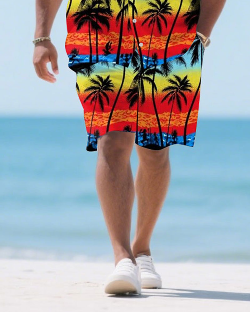 Big & Tall Hawaiian T-Shirt Shorts Set for big men view 3