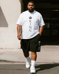 Big & Tall Graphic T-Shirt Shorts Set for big men view 1