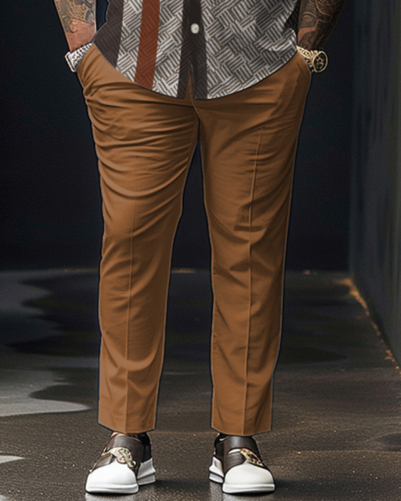 Big & Tall Geometric Shirt Pants Set for big men view 3