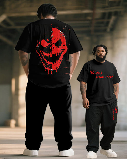 Big & Tall Graphic Graffiti Skull T-Shirt Pants Set for big men view 1