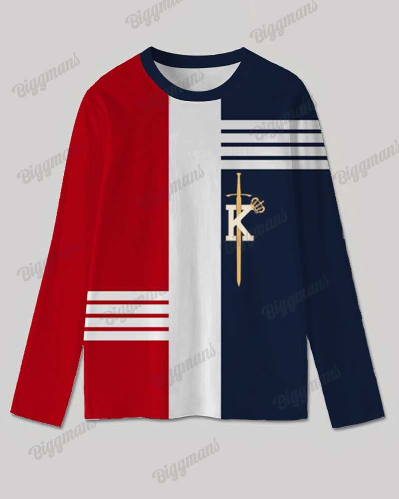 Big & Tall Blue Red Colorblock T-Shirt Pants Set for big men view 3