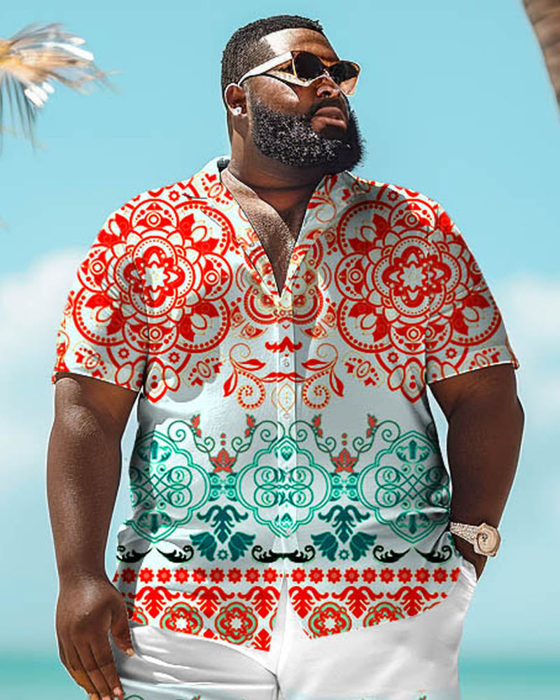 Big & Tall Graphic Floral T-Shirt Shorts Set for big men view 3