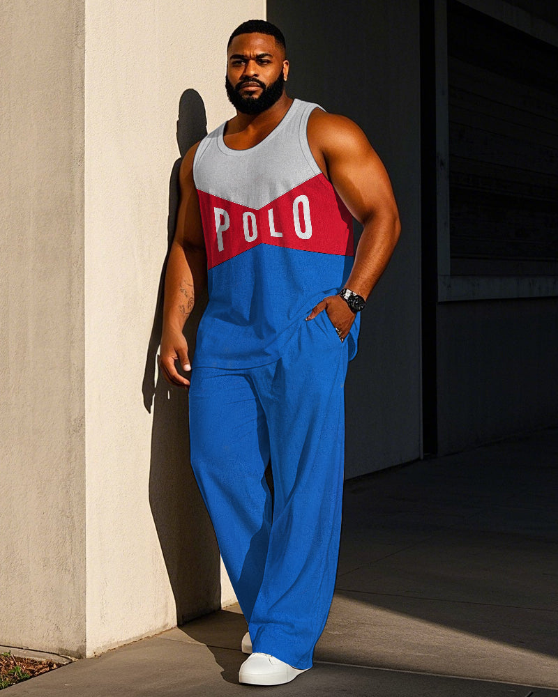 Big & Tall Colorblock Graphic Vest Pants Set for big men view 1