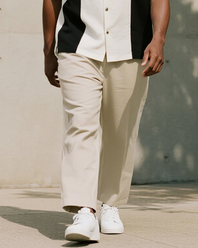 Big & Tall Geometric Graphic T-Shirt Pants Set for big men view 3