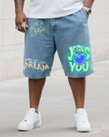 Big & Tall Denim Graphic Graffiti Jeans for big men