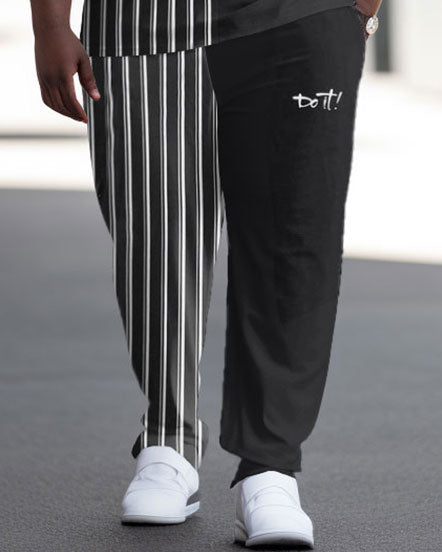 Big & Tall Striped Streetwear Two-piece Set for big men view 3