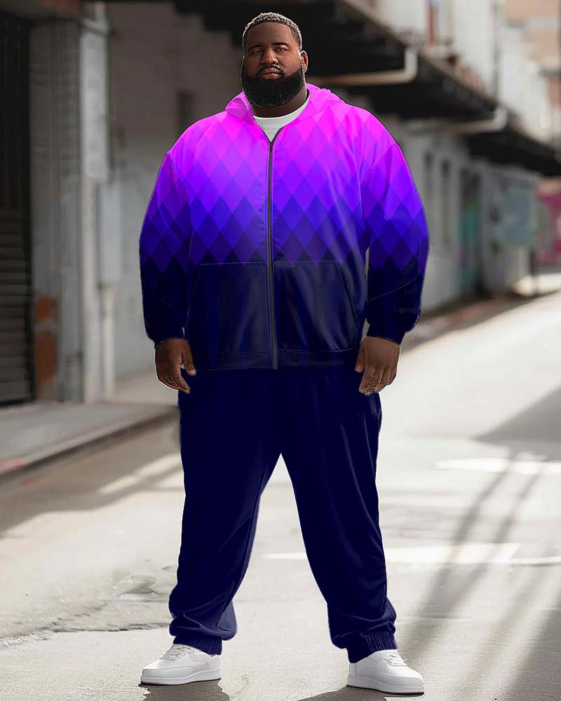 Big & Tall Gradient Graphic Hoodie Sweatpants Set for big men view 1