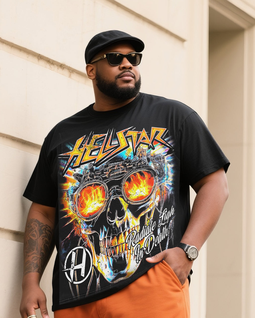 Big & Tall Streetwear Skull T-Shirt Pants Set for big men view 2