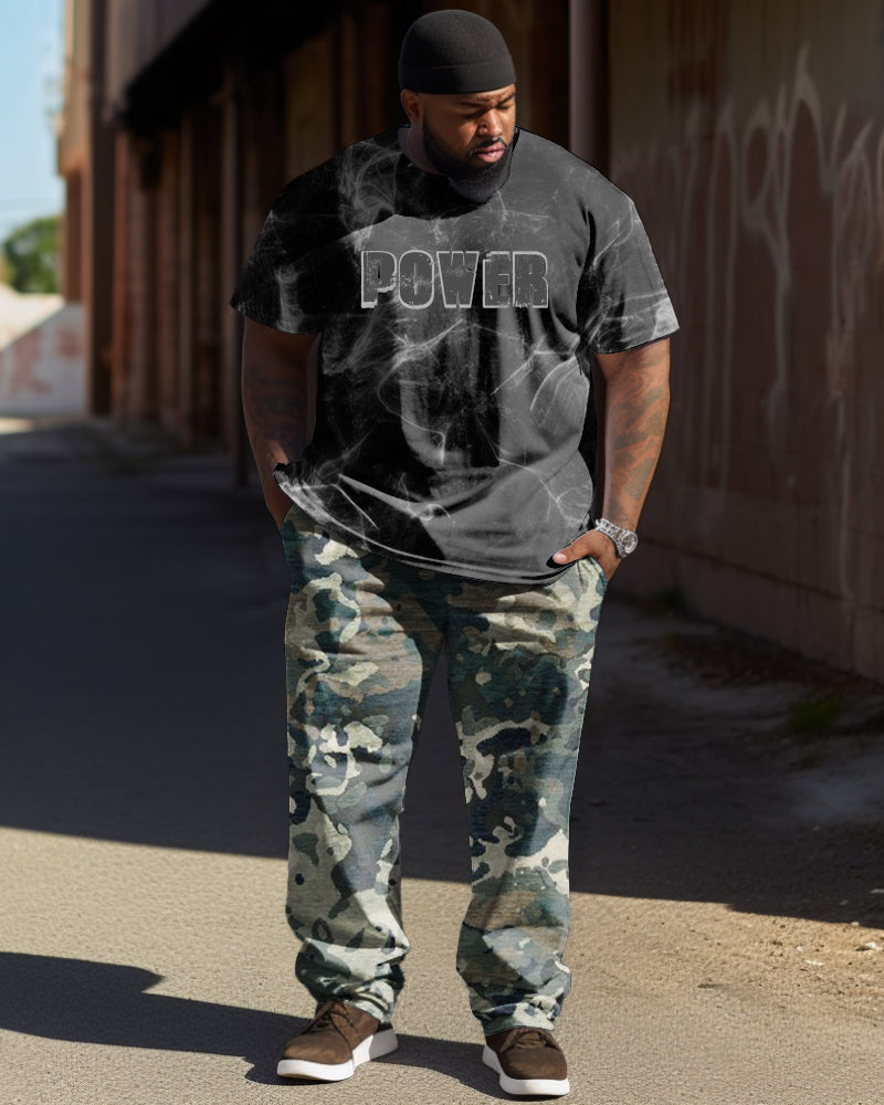 Big & Tall Graphic Camouflage T-Shirt Pants Set for big men view 1
