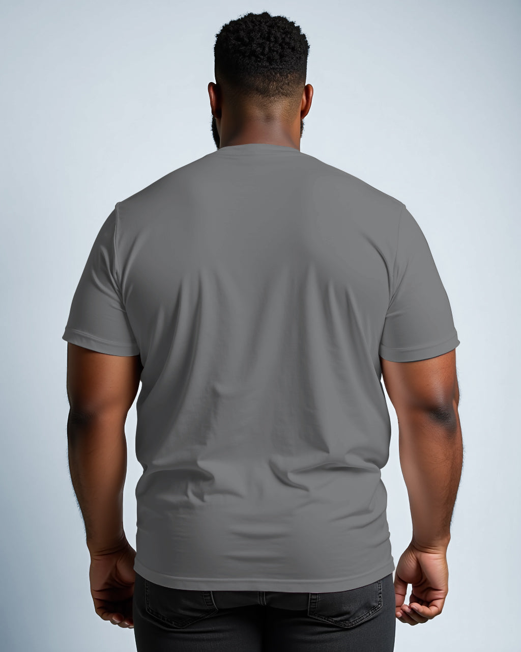 Big & Tall Gray Solid Color Streetwear T-Shirt for big men view 2