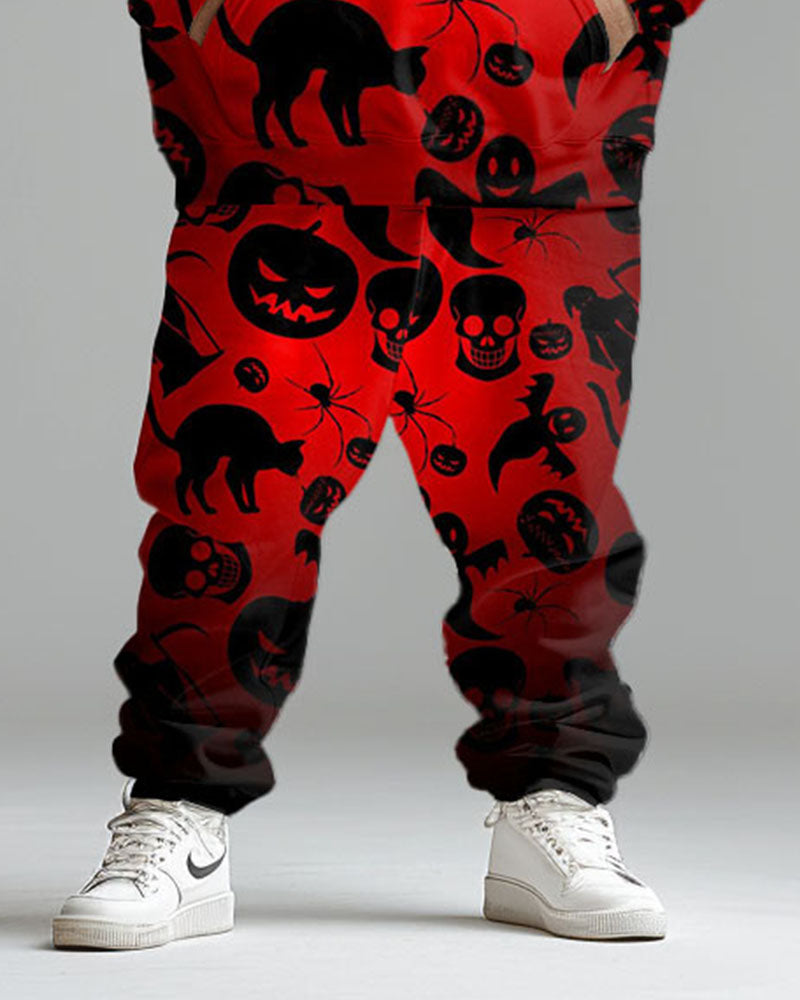 Big & Tall Graphic Skull Hoodie Sweatpants Set for big men view 3