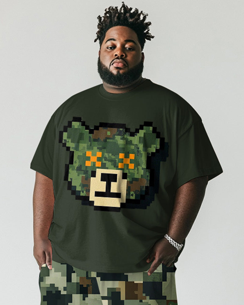 Big & Tall Colorblock Graphic T-Shirt Shorts Set for big men view 2