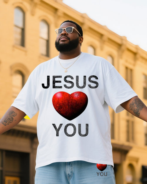 Big & Tall Denim Graphic T-Shirt Pants Set for big men view 2