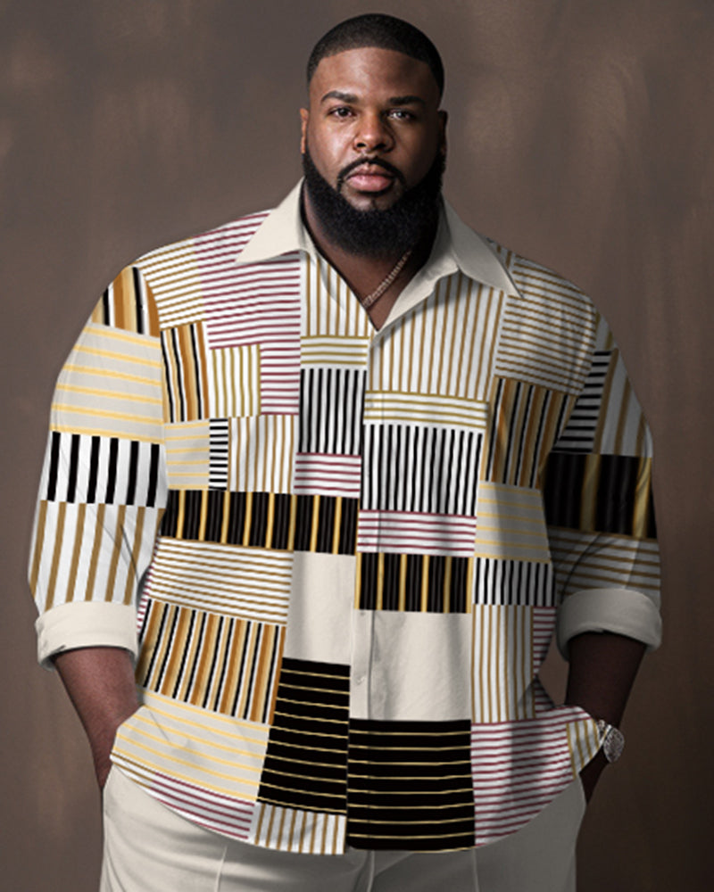 Big & Tall Colorblock Gradient Shirt Pants Set for big men view 2
