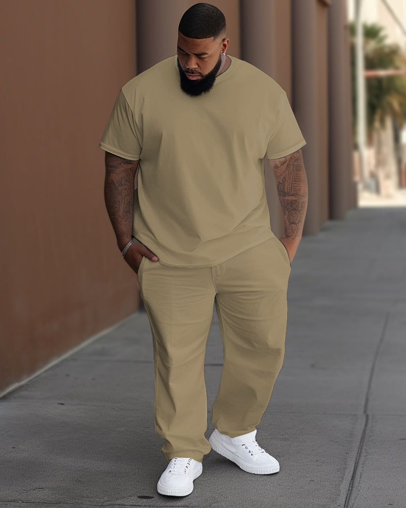 Big & Tall Solid Color T-Shirt Pants Set for big men view 1