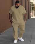 Big & Tall Solid Color T-Shirt Pants Set for big men view 1