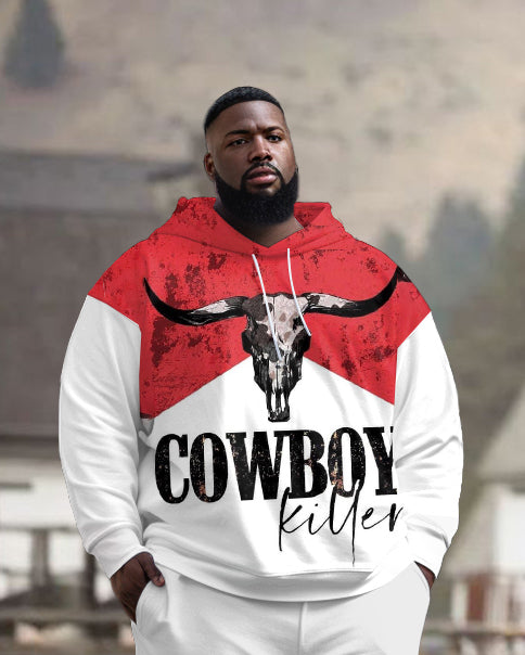 Big & Tall Western Graphic Hoodie Sweatpants Set for big men view 2