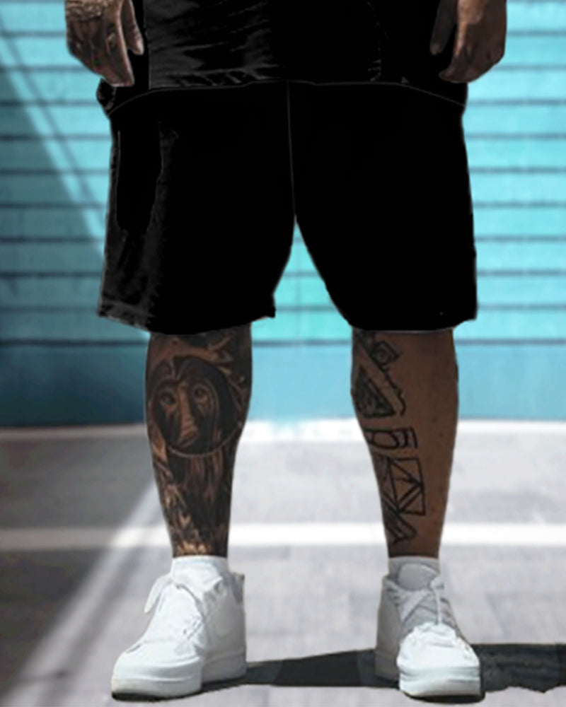 Big & Tall Graphic T-Shirt Shorts Set for big men view 5