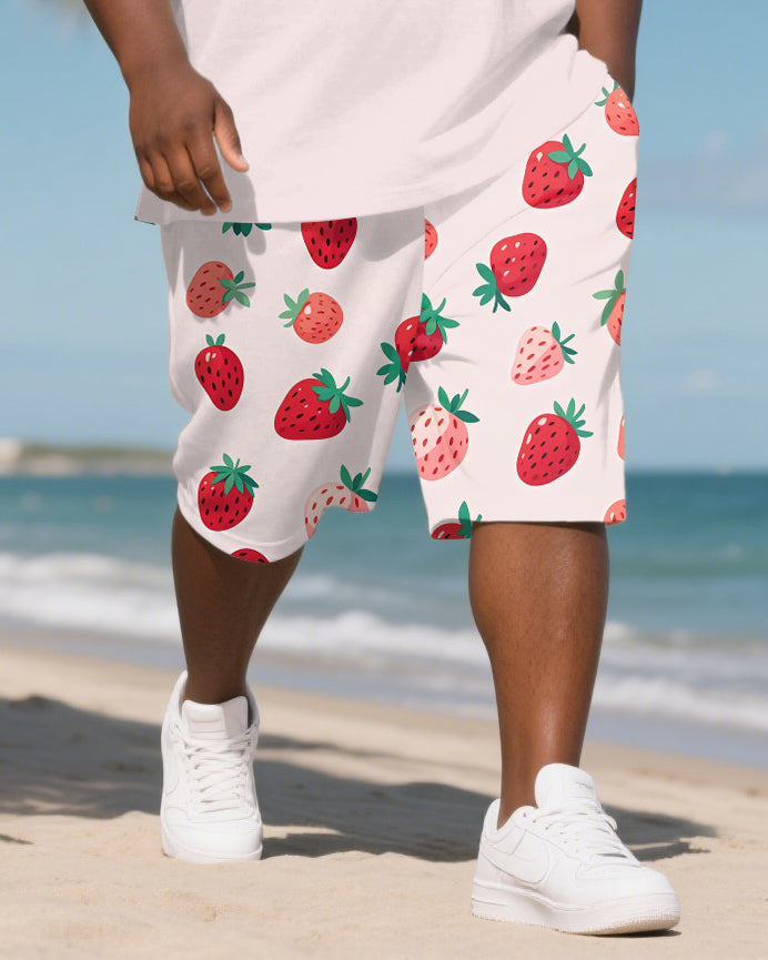 Big & Tall Hawaiian Polo Shorts Set for big men view 3