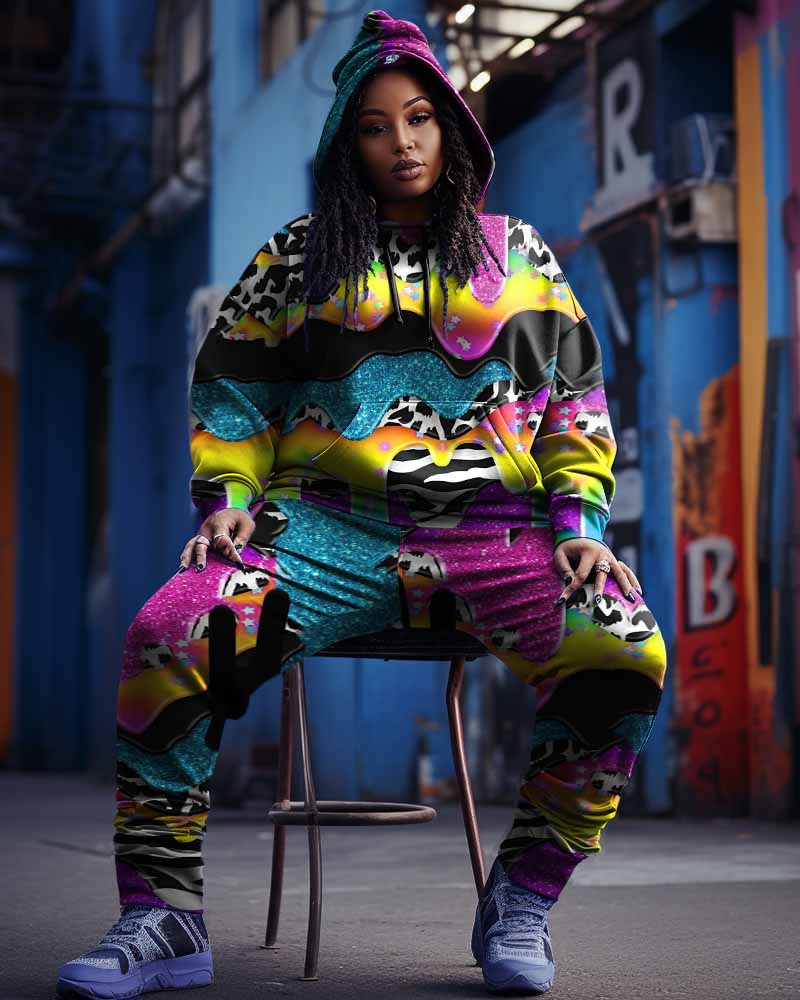 Big & Tall Graffiti Hoodie Sweatpants Set for big men view 1