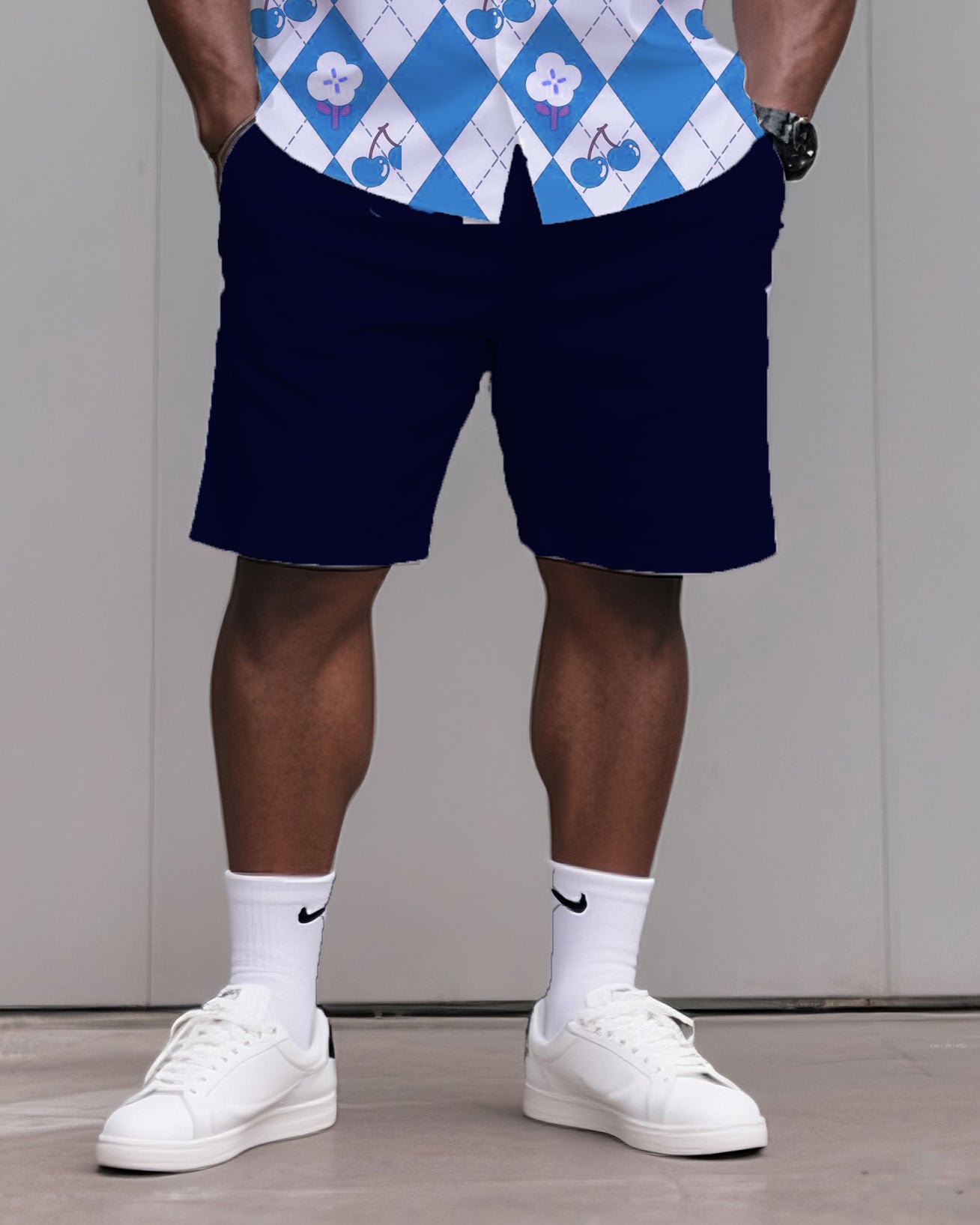 Big & Tall Graphic T-Shirt Shorts Set for big men view 6