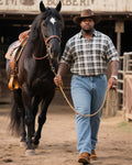 Big & Tall Western Denim Plaid Jeans for big men view 1