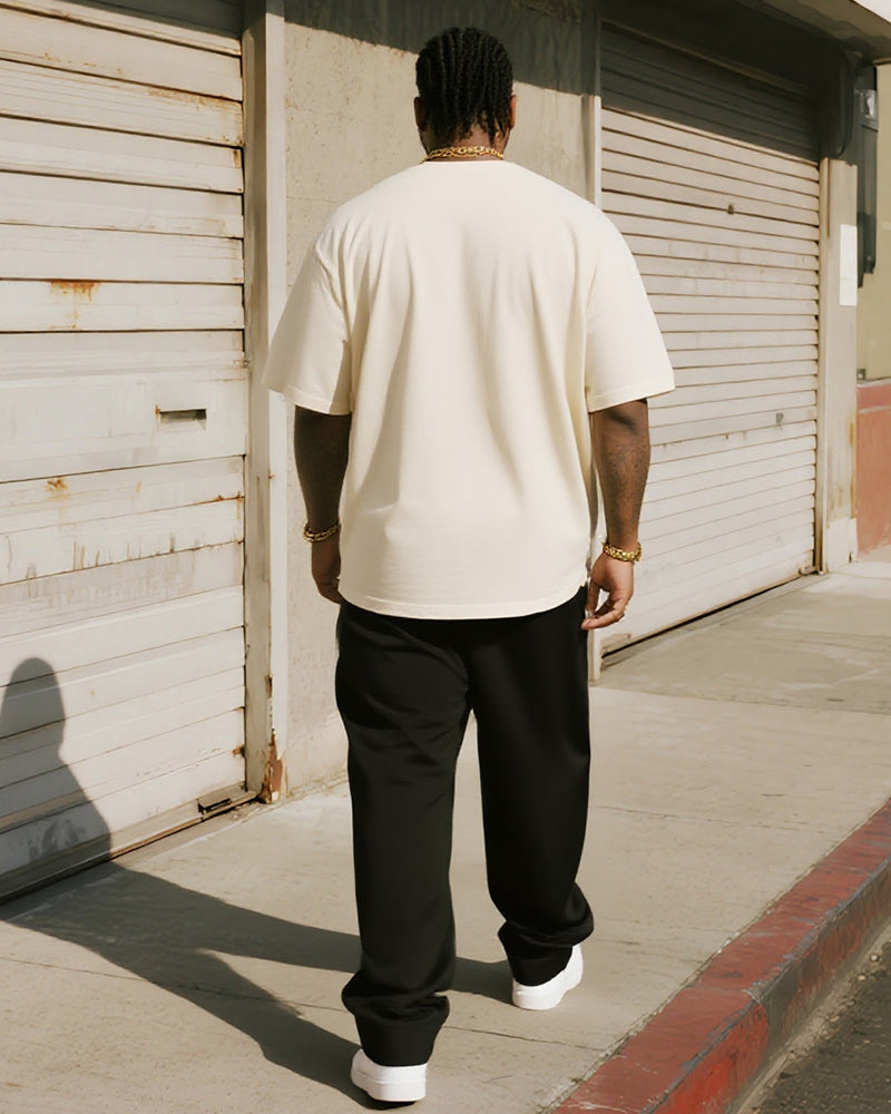 Big & Tall Black Juneteenth Graphic T-Shirt Pants Set for big men view 4