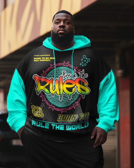 Big & Tall Graffiti Streetwear Hoodie Sweatpants Set for big men view 4