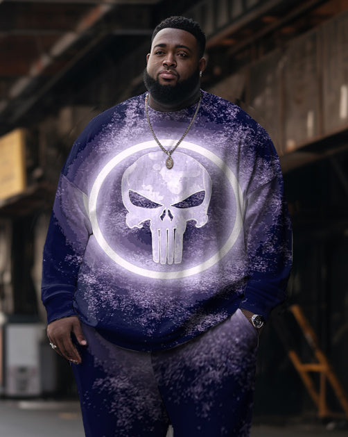 Big & Tall Purple Skull Hoodie Sweatpants Set for big men view 2