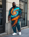 Big & Tall Geometric Streetwear T-Shirt Pants Set for big men view 2