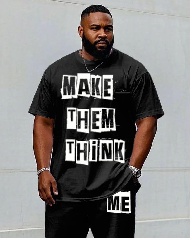 Big & Tall Graphic Streetwear T-Shirt Pants Set for big men view 2