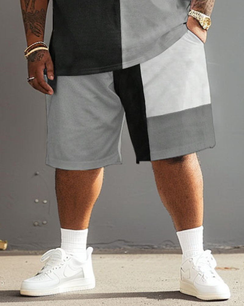 Big & Tall Colorblock T-Shirt Shorts Set for big men view 4